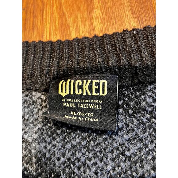 Wicked Paul Tazewell Black Gray Zebra Stripe Button Cardigan Sweater XL Unisex - Picture 4 of 8